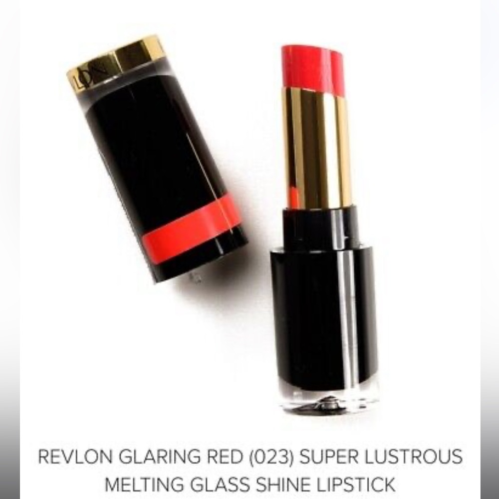 Nwt Revlon Super Lustrous Glass Shine Lipstick 023 Glaring Red makeup facial*